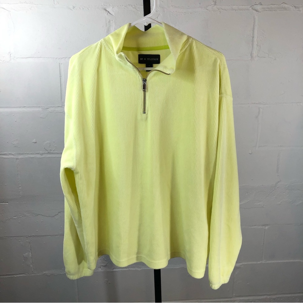 Wildfang Neon Yellow Quarter-Zip Corduroy Pullover